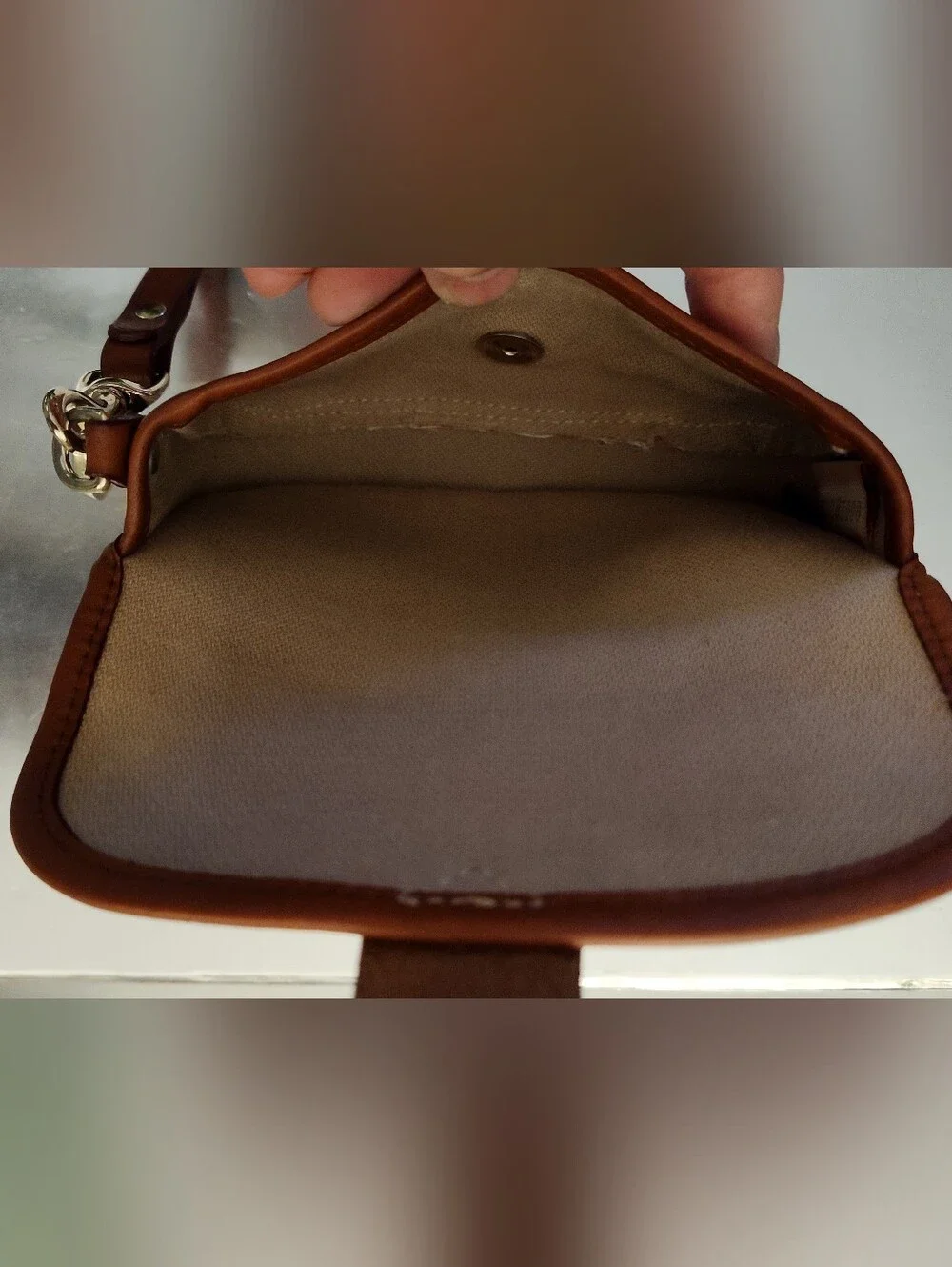 Dooney Bourke Vintage Wristlet Snap Repeating Logo, Cream/Tan